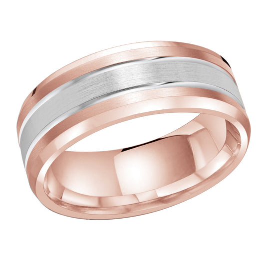 Malo 8mm 14k Pink & White Gold Carved Band