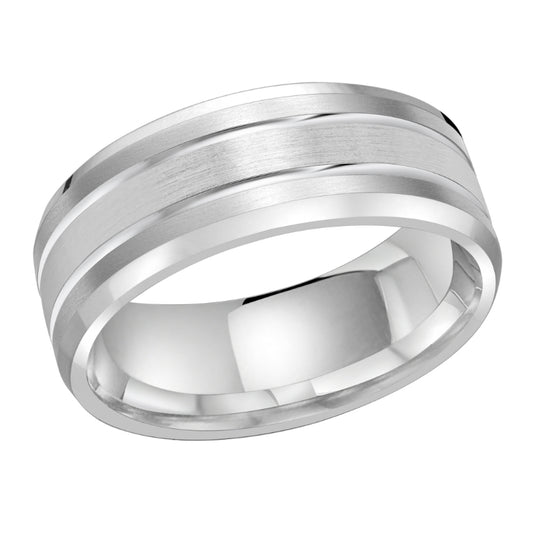 Malo 8mm 14k White Gold Carved Band