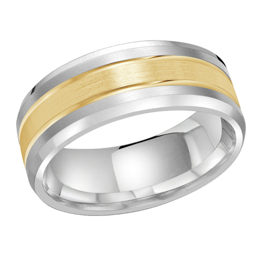 Malo 8mm 14k White & Yellow Gold Carved Band