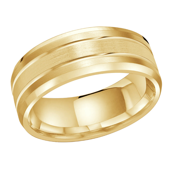 Malo 8mm 18k Yellow Gold Carved Band