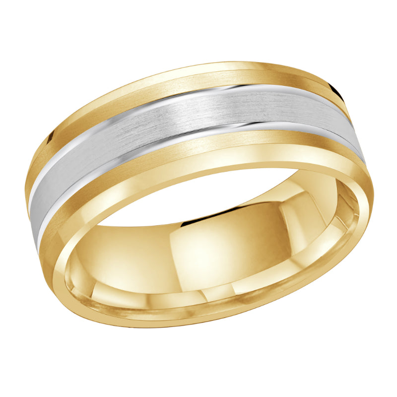 Malo 8mm 18k Yellow & White Gold Carved Band