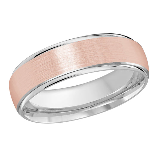 Malo 6mm 18k White & Pink Gold Carved Band