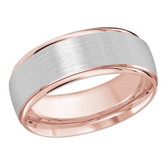 Malo 8mm 14k Pink & White Gold Carved Band