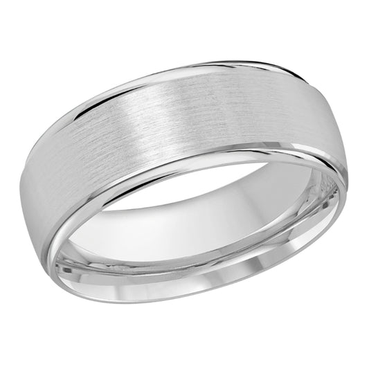 Malo 8mm 18k White Gold Carved Band