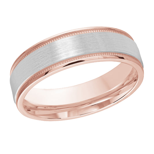 Malo 6mm 14k Pink & White Gold Carved Band