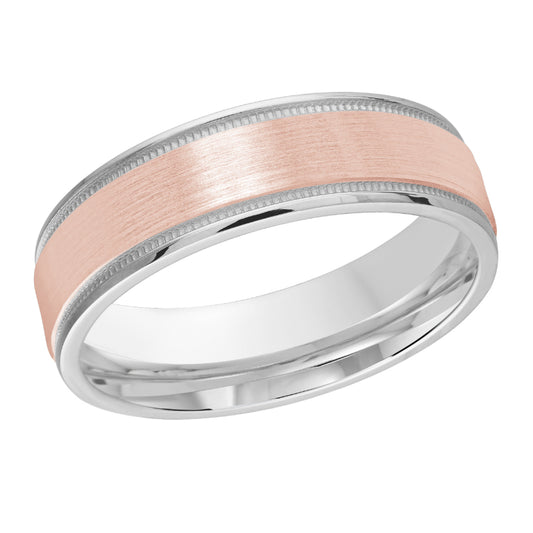 Malo 6mm 18k White & Pink Gold Carved Band