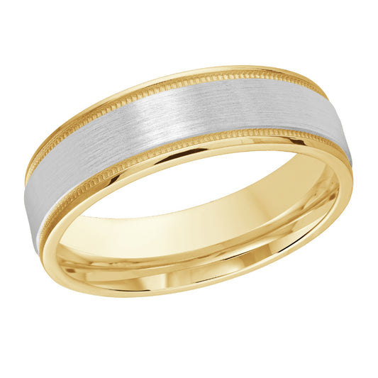 Malo 6mm 18k Yellow & White Gold Carved Band