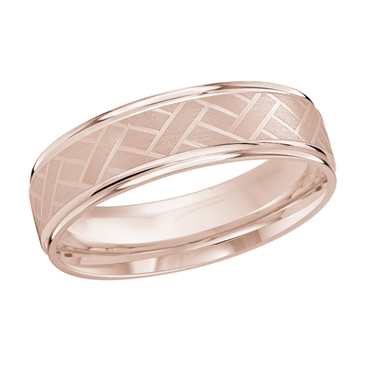 Malo 6mm 18k Pink Gold Carved Band