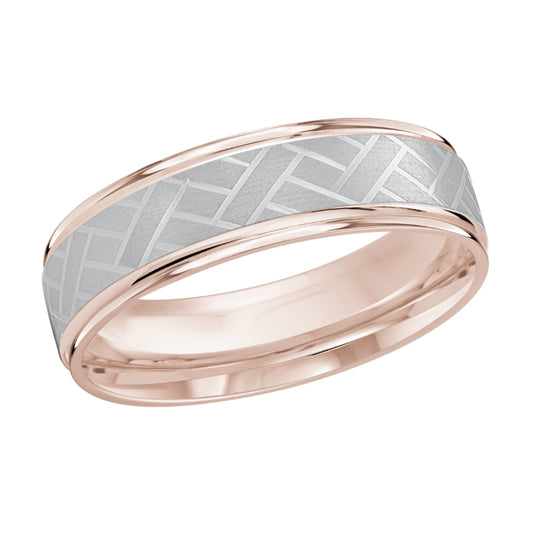 Malo 6mm 18k Pink & White Gold Carved Band