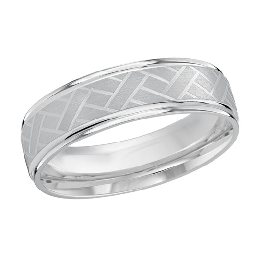 Malo 6mm 18k White Gold Carved Band