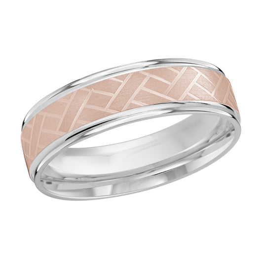 Malo 6mm 18k White & Pink Gold Carved Band