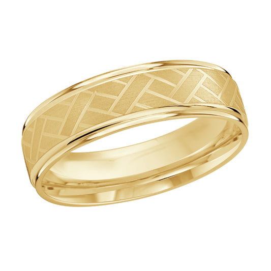 Malo 6mm 18k Yellow Gold Carved Band