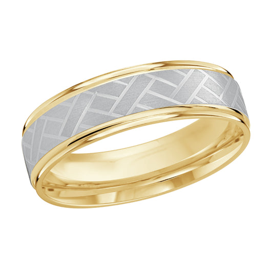 Malo 6mm 18k Yellow & White Gold Carved Band