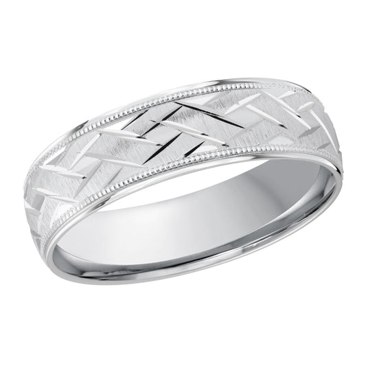 Malo 6mm 18k White Gold Carved Band