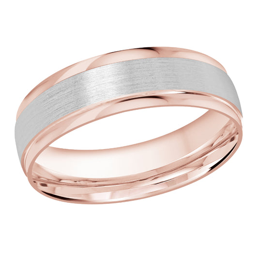 Malo 6mm 18k Pink & White Gold Carved Band