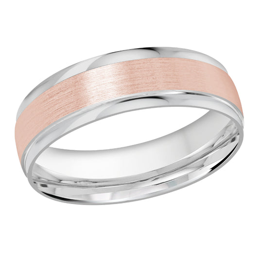 Malo 6mm 18k White & Pink Gold Carved Band