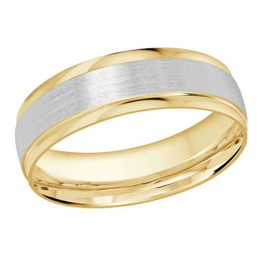 Malo 6mm 18k Yellow & White Gold Carved Band