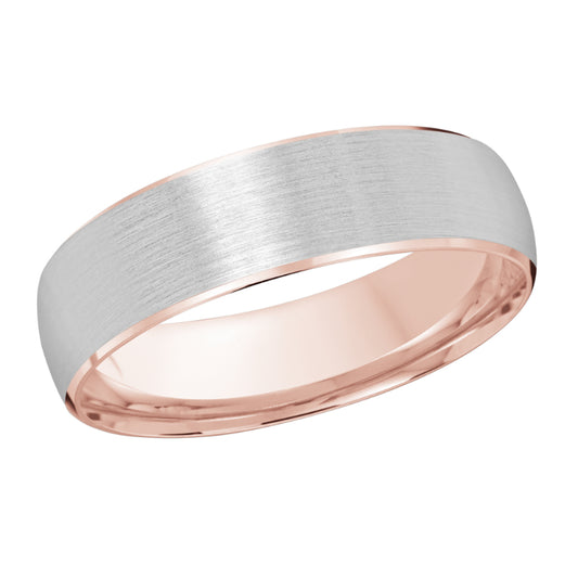 Malo 6mm 18k Pink & White Gold Carved Band