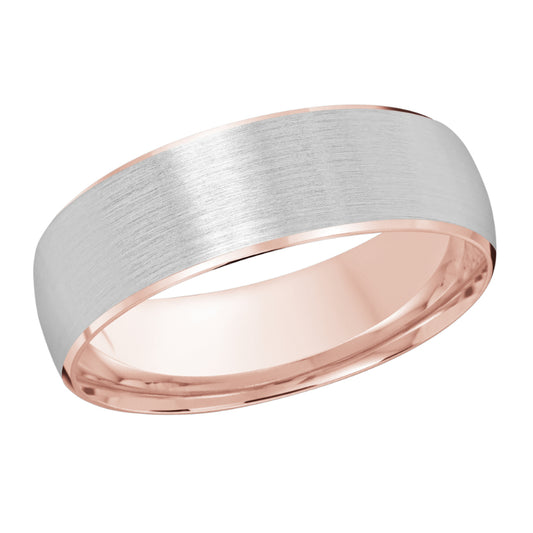 Malo 7mm 18k Pink & White Gold Carved Band