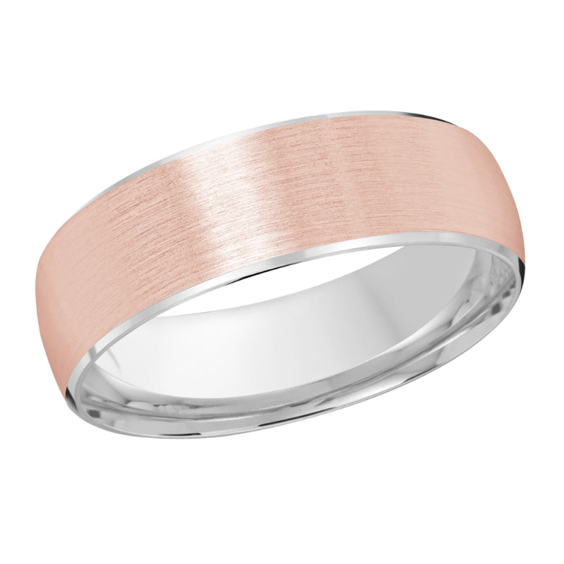 Malo 7mm 18k White & Pink Gold Carved Band