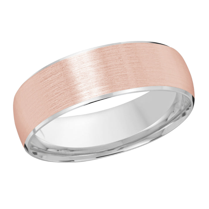 Malo 7mm 18k White & Pink Gold Carved Band