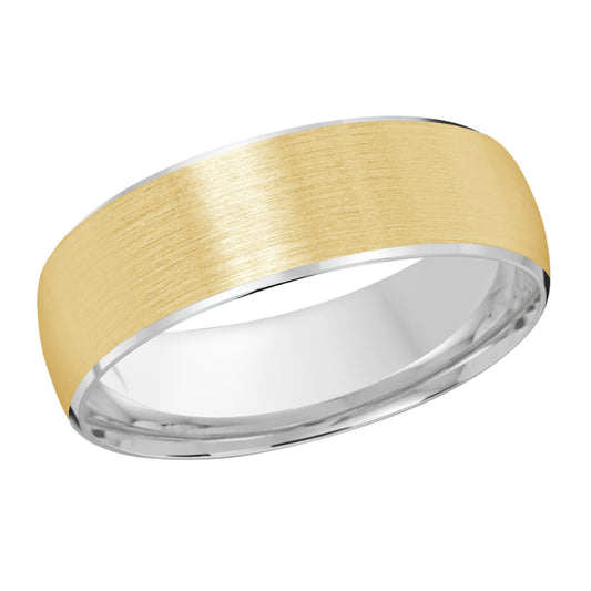 Malo 7mm 18k White & Yellow Gold Carved Band