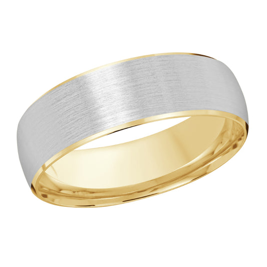 Malo 7mm 18k Yellow & White Gold Carved Band