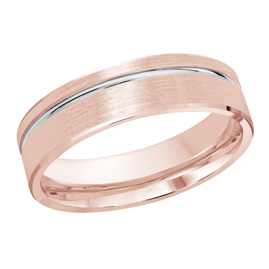 Malo 6mm 18k Pink & White Gold Carved Band