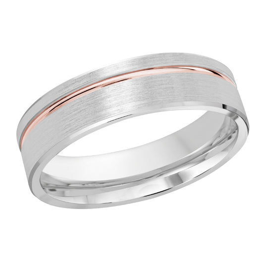 Malo 6mm 18k White & Pink Gold Carved Band