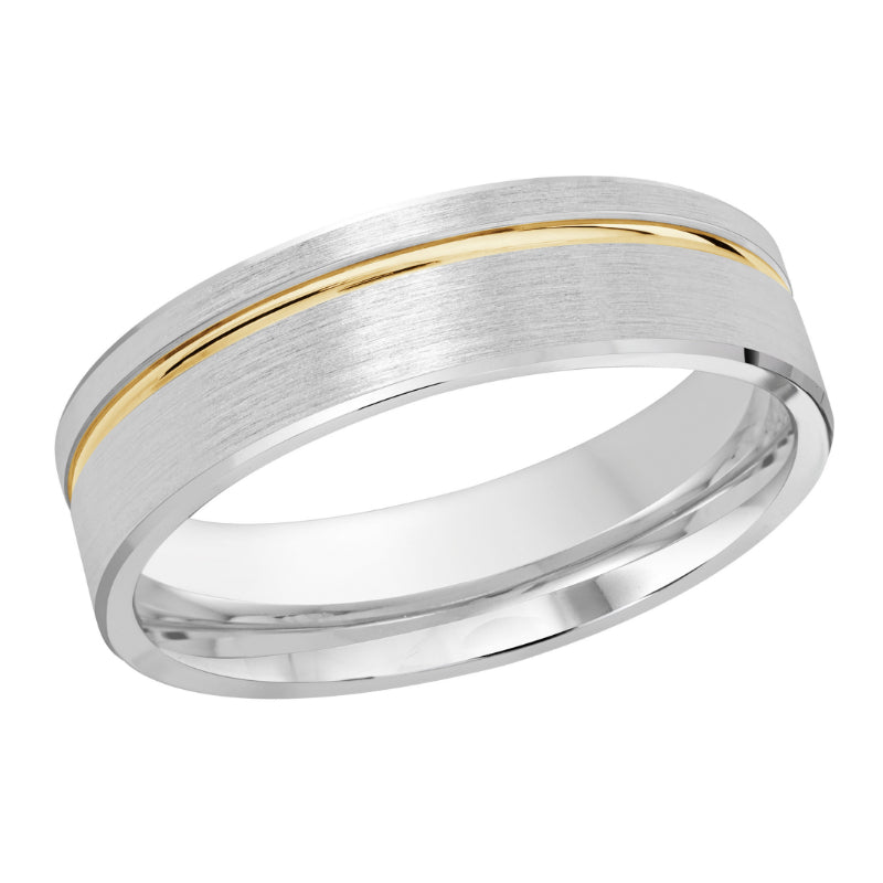 Malo 6mm 18k White & Yellow Gold Carved Band