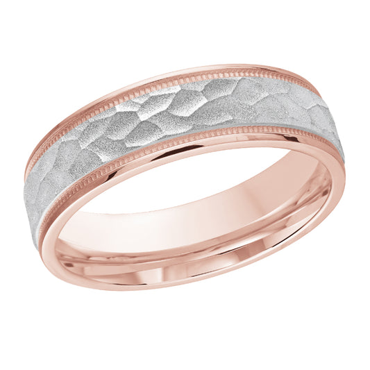 Malo 6mm 18k Pink & White Gold Carved Band