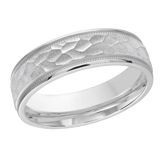 Malo 6mm 18k White Gold Carved Band