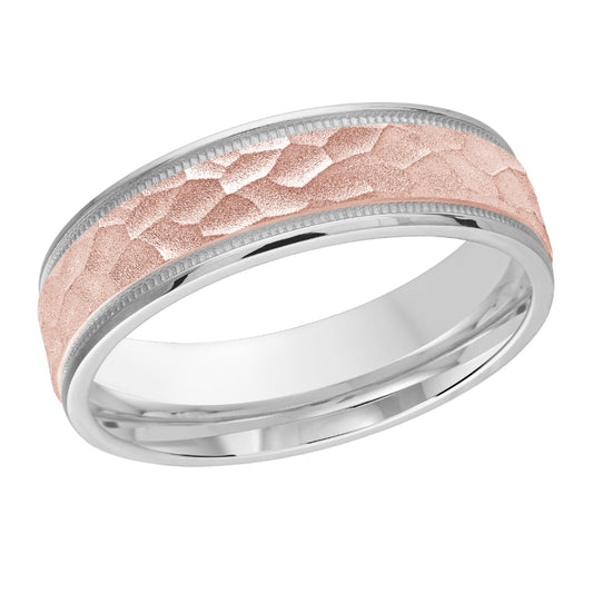 Malo 6mm 18k White & Pink Gold Carved Band