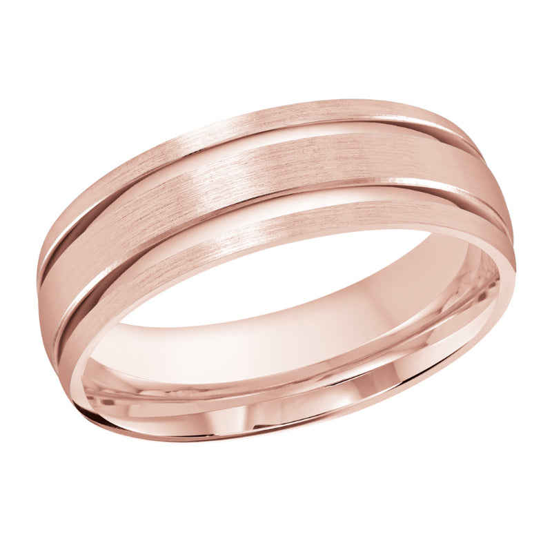 Malo 7mm 18k Pink Gold Carved Band