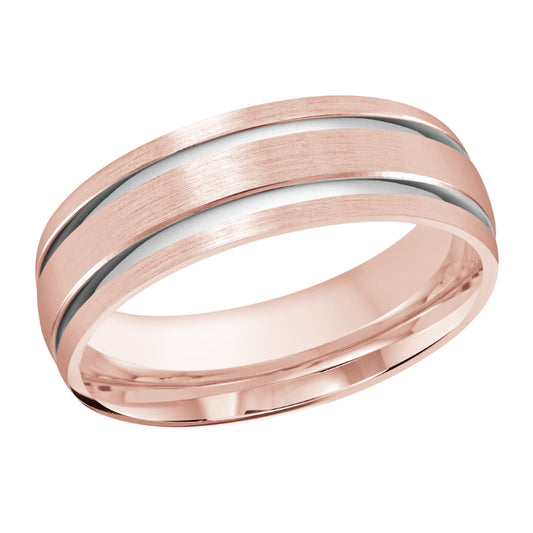 Malo 7mm 18k Pink & White Gold Carved Band