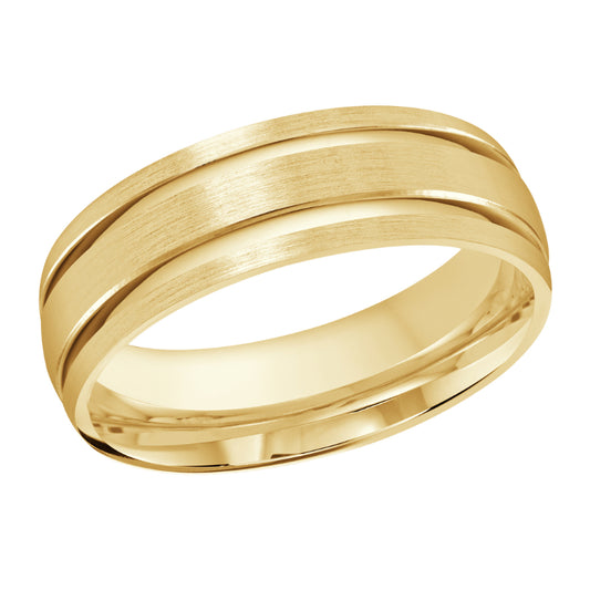 Malo 7mm 18k Yellow Gold Carved Band