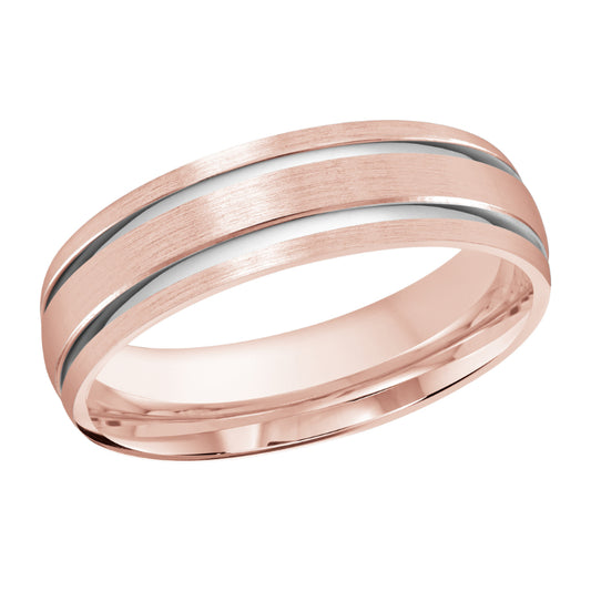 Malo 6mm 18k Pink & White Gold Carved Band