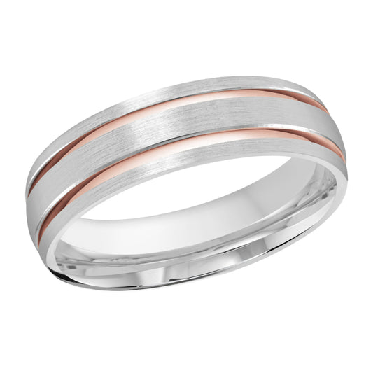 Malo 6mm 18k White & Pink Gold Carved Band