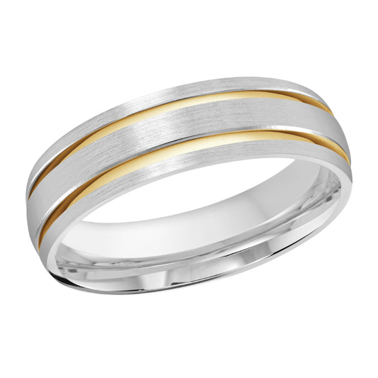 Malo 6mm 18k White & Yellow Gold Carved Band