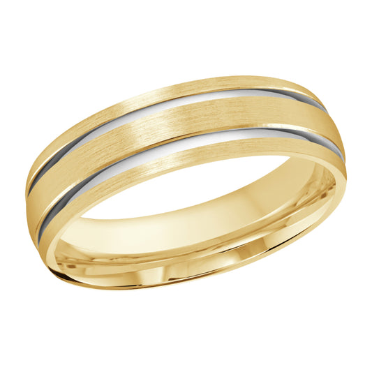 Malo 6mm 18k Yellow & White Gold Carved Band