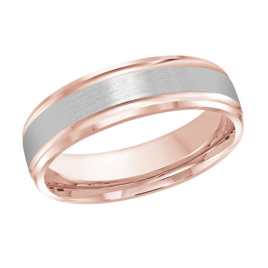 Malo 6mm 18k Pink & White Gold Carved Band