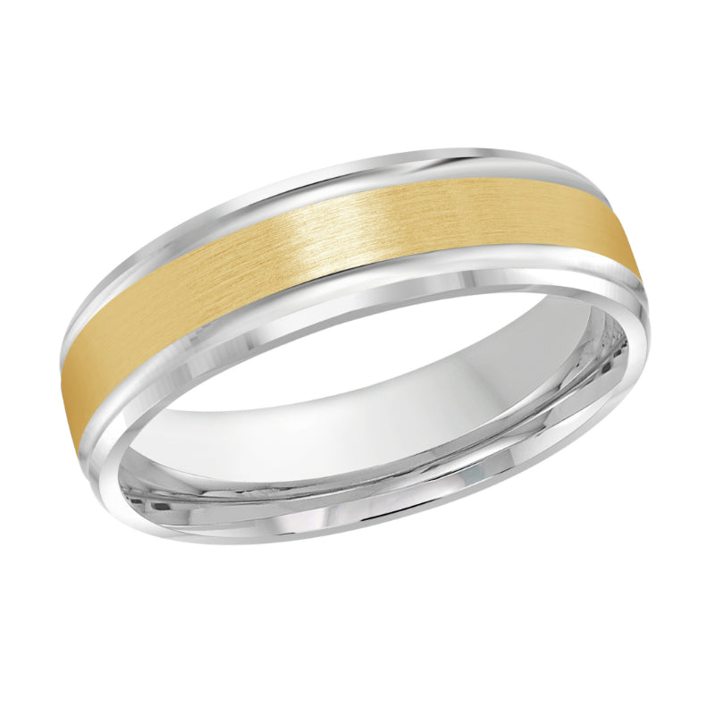 Malo 6mm 18k White & Yellow Gold Carved Band