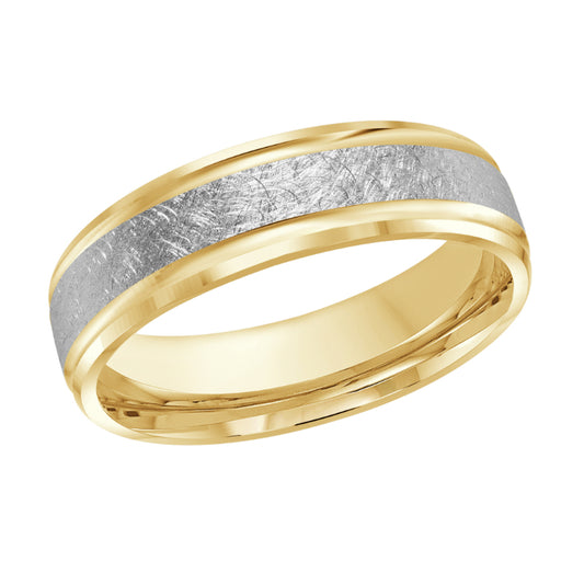 Malo 6mm 18k Yellow & White Gold Carved Band