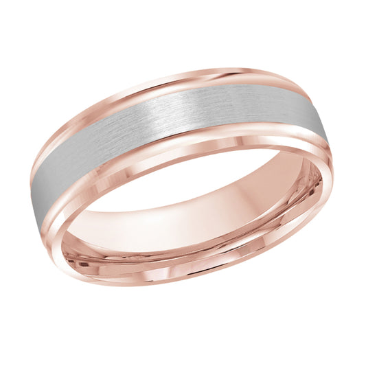 Malo 7mm 18k Pink & White Gold Carved Band