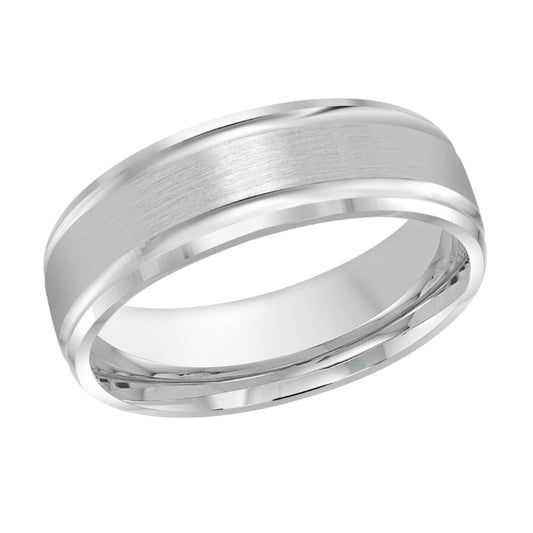 Malo 7mm 18k White Gold Carved Band