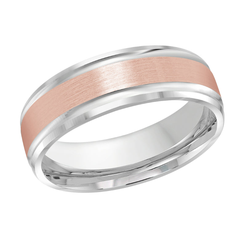 Malo 7mm 14k White & Pink Gold Carved Band