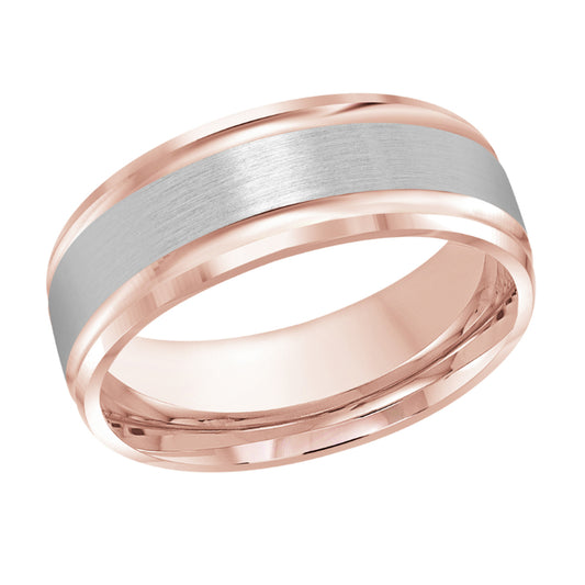 Malo 8mm 14k Pink & White Gold Carved Band