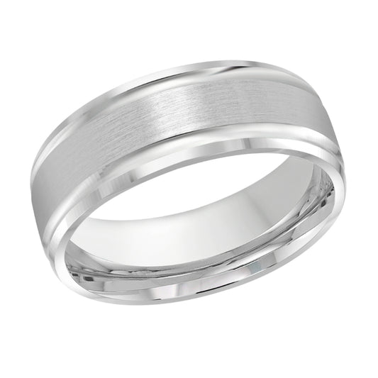 Malo 8mm 18k White Gold Carved Band