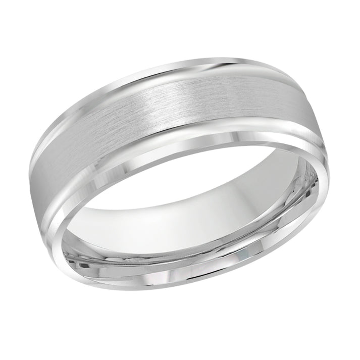 Malo 8mm 14k White Gold Carved Band