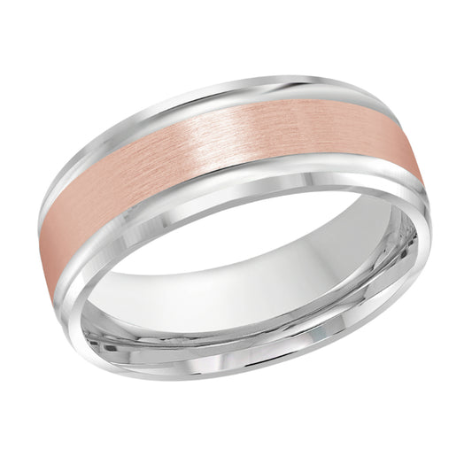 Malo 8mm 14k White & Pink Gold Carved Band